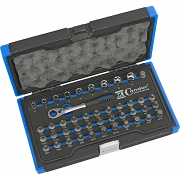 Condor  Dugófej és bit készlet nyitott racsnival 44db-os