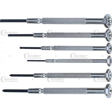 Condor Precíziós műszerész csavarhúzó készlet, 6 db, lapos + kereszt