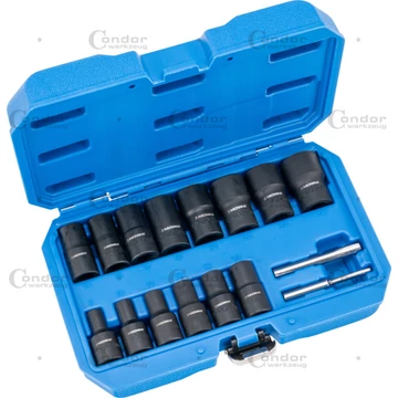 Condor Speciális betétek spirális hornyos profil, 16 db, 1/4+1/2", 8-27 mm