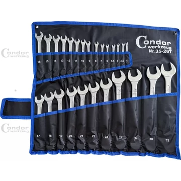 Kombinált villáskulcs készlet, 26 részes, 4-32 mm