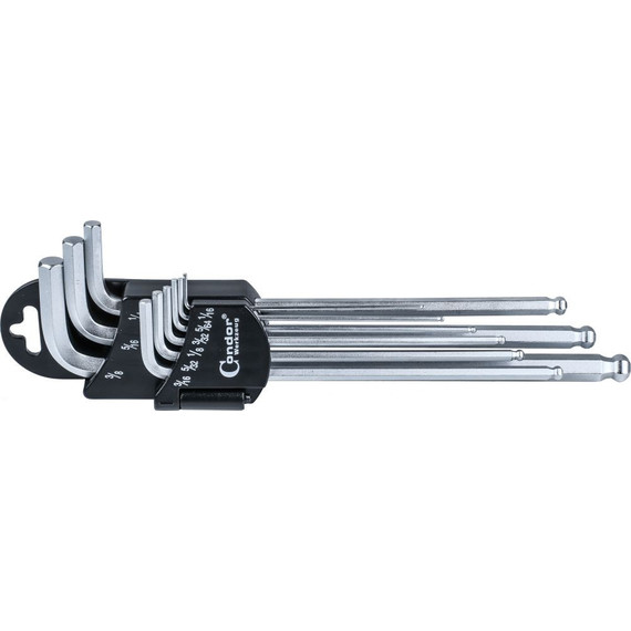 Condor Imbusz készlet,colos méret,9 db, hosszú, 1 / 16-3 / 8 "