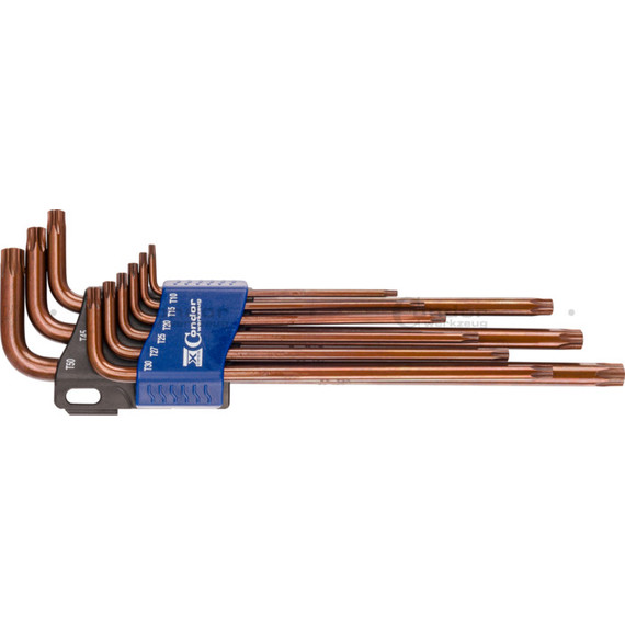 Condor L-kulcs készlet, 9 részes, hosszú, T-profilú T10-50