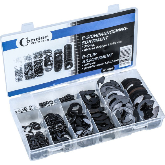Condor E-biztosító gyűrű készlet 300 db, 1,5-22 mm