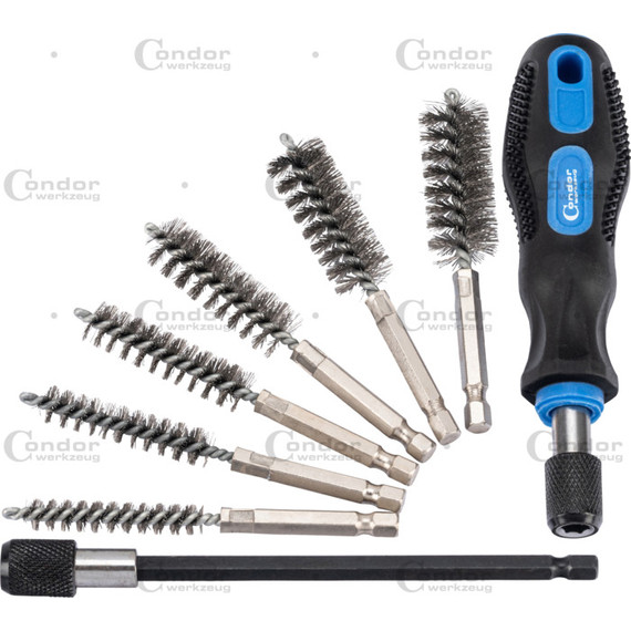 Condor Tisztítókefe készlet, 8 db, acél, ø 8-19 mm