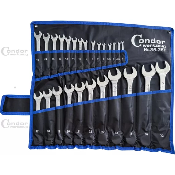 Kombinált villáskulcs készlet, 26 részes, 4-32 mm